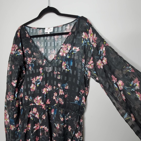 DEVLIN • Black Alexis Midnight Lotus Dress Sz Medium - Picture 4 of 8